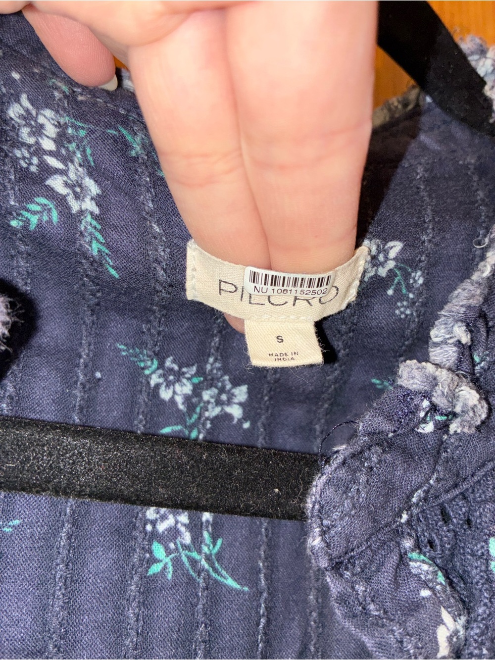 Pilcro Navy Floral Ruffle Button-Front Peplum Top - Picture 2 of 3